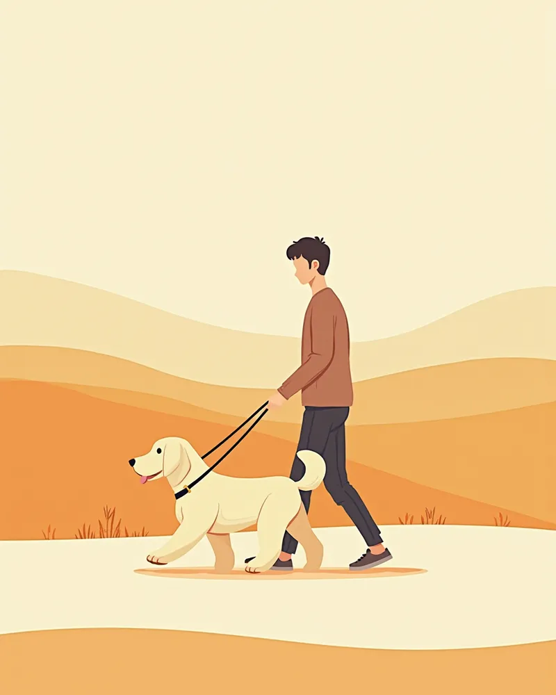 보호자와 평지 산책 중인 래브라두들