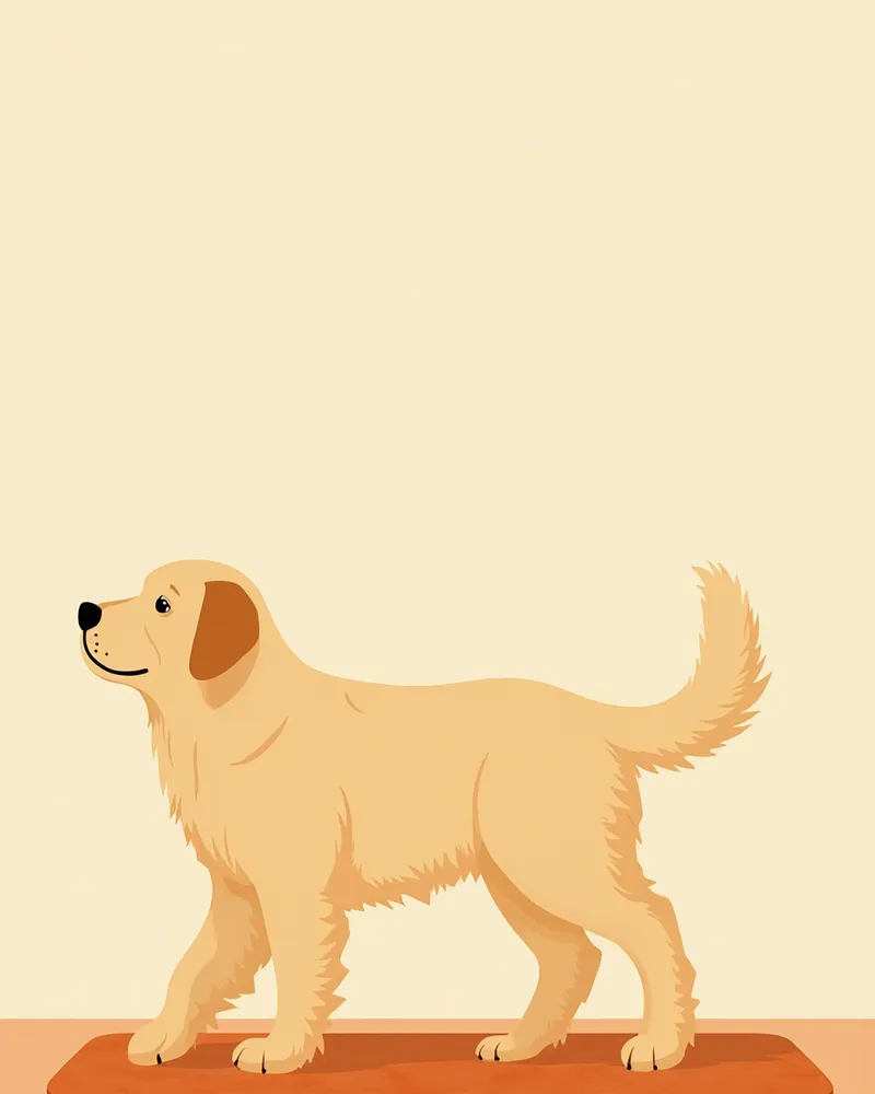 집 안에서 미끄럼 방지 러그 위를 걷는 건강한 체중의 래브라도