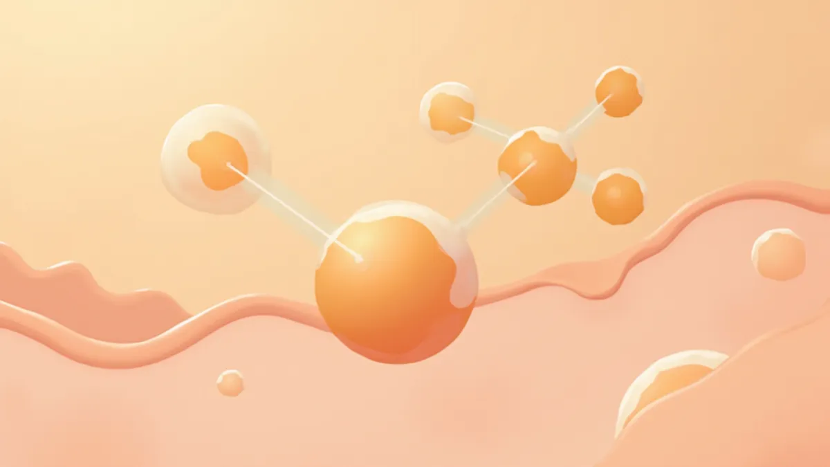 락토페린 단백질이 철과 결합하는 모습을 표현한 일러스트
