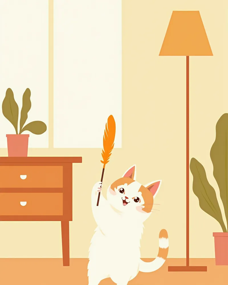 바닥에서 장난감으로 놀고 있는 활발한 램킨 고양이