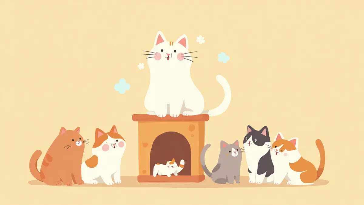 대형 고양이가 캣타워 위에 앉아있는 모습