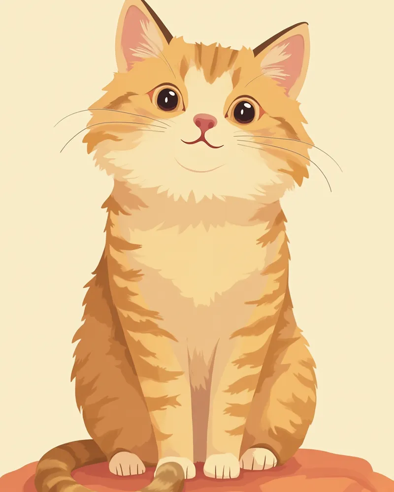 큰 체구의 메인쿤이 담요 위에 앉아있는 모습