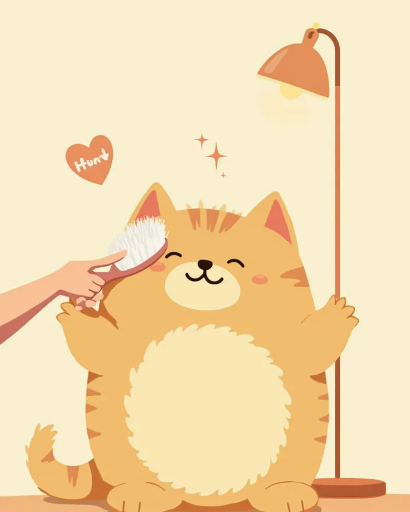 빗질을 받으며 편안해하는 대형 고양이