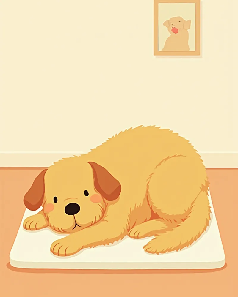 등 부위에 레이저 재활 치료를 받고 있는 골든 리트리버