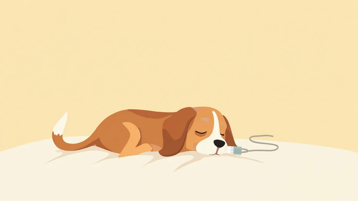 병원에서 채혈 대기 중인 비글 강아지