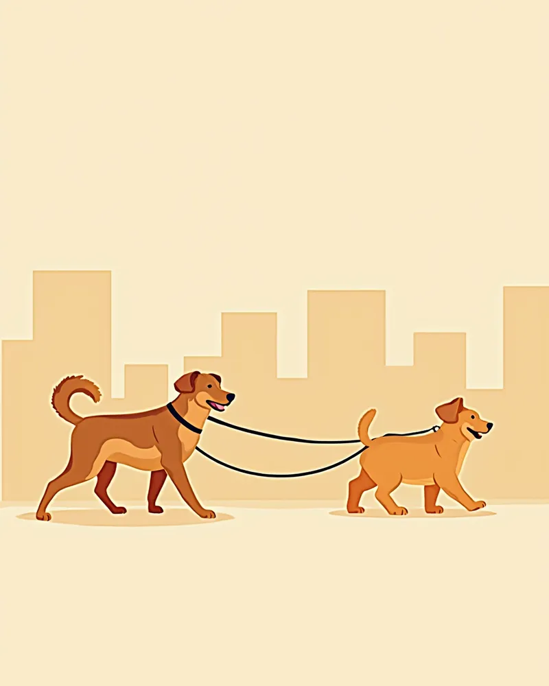 길이가 다른 리드줄을 사용하는 여러 산책 상황