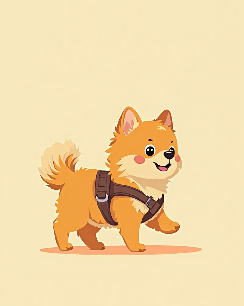 Y형 하네스를 착용한 소형견