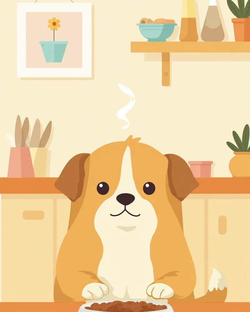 안전한 가정 환경에서 식사하는 건강한 반려견