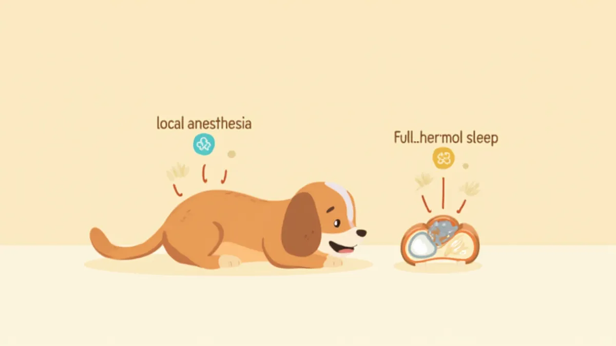 국소마취와 전신마취 차이를 비교한 일러스트