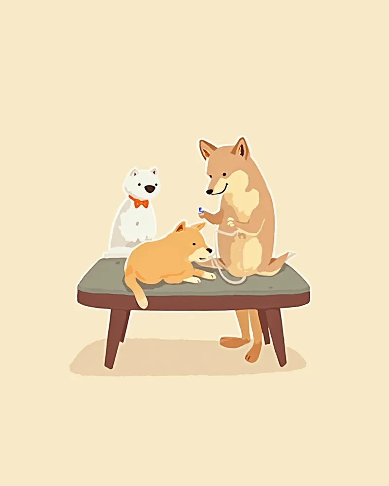 강아지 치과 신경차단 마취 일러스트