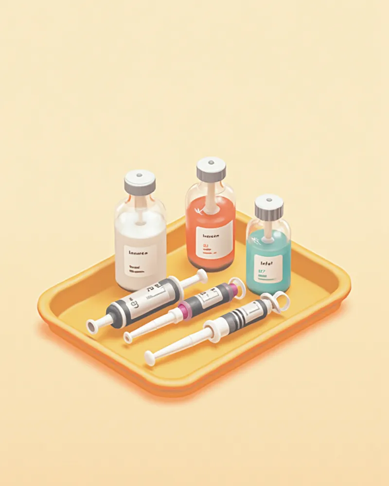 국소마취 약제 바이알과 주사기 일러스트