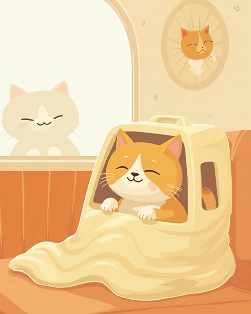 이동장 안에서 편안하게 있는 고양이