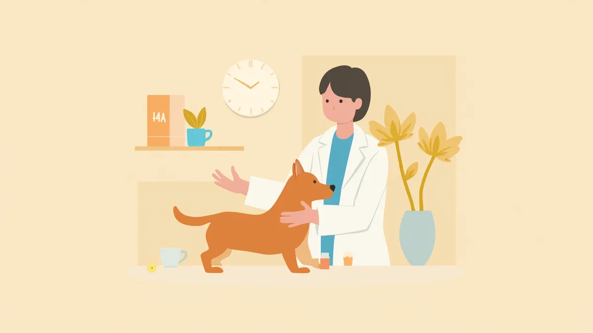 수의사가 보호자에게 약물 투여에 대해 설명하는 모습