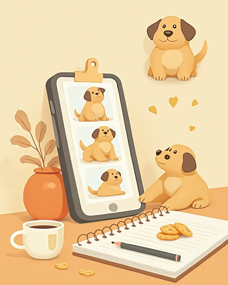 분실견 수색을 위해 사진과 간식을 준비하는 모습