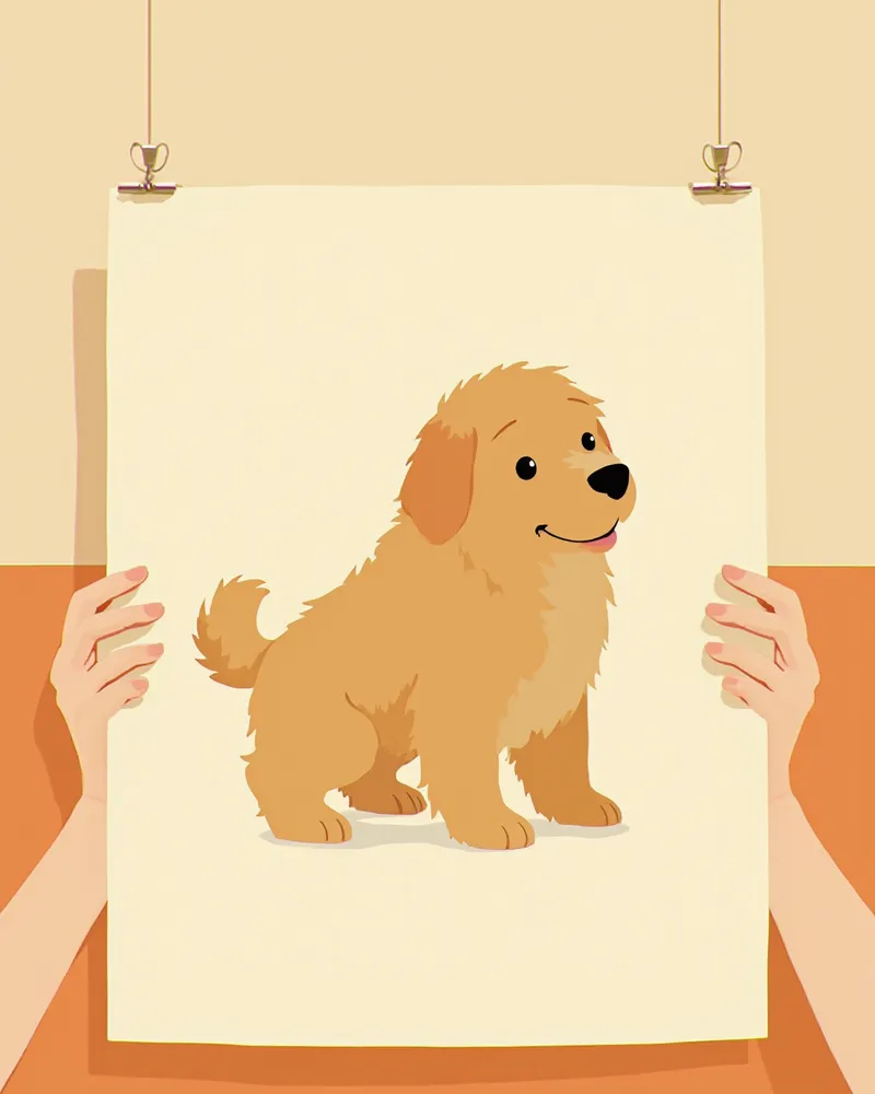 분실견 전단지를 제작해 동네에 붙이는 모습