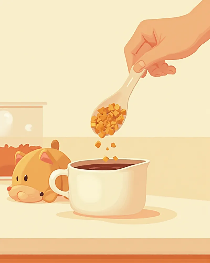 사료 전환을 위해 두 종류 사료를 섞는 모습