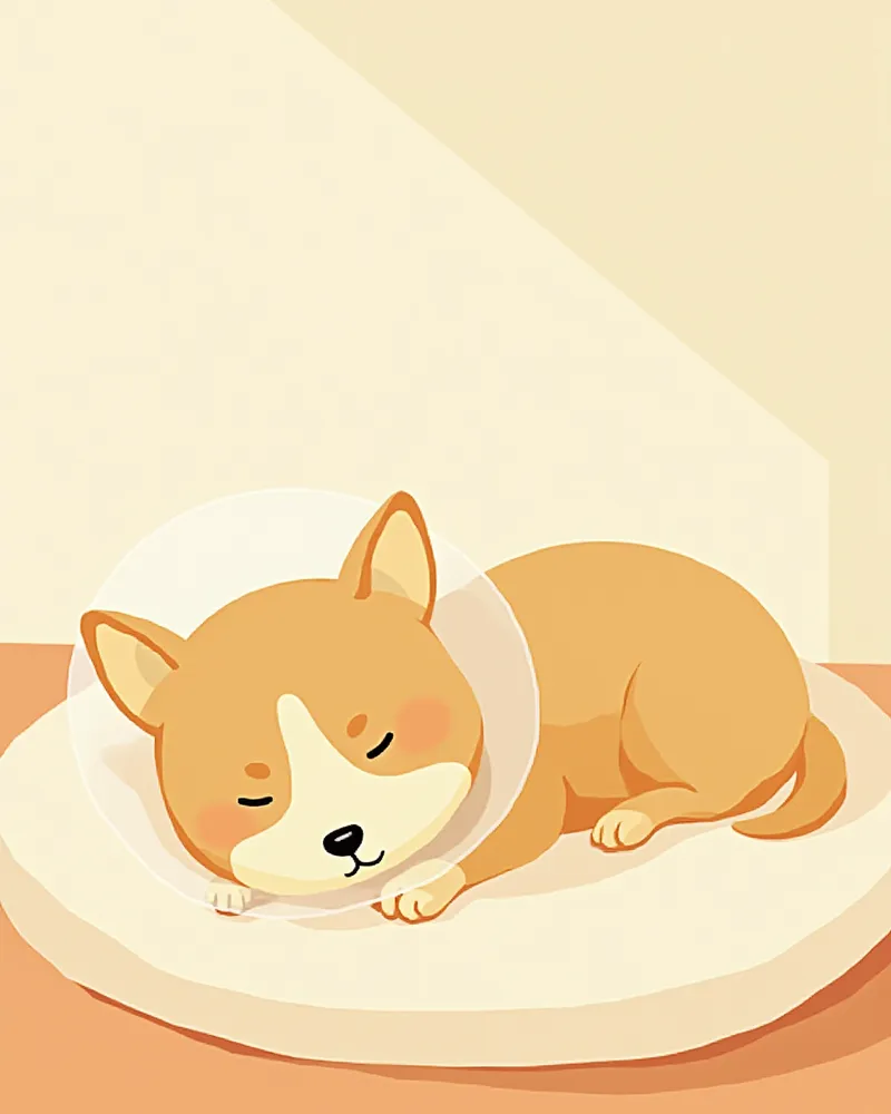 집에서 회복 중인 수술 후 강아지