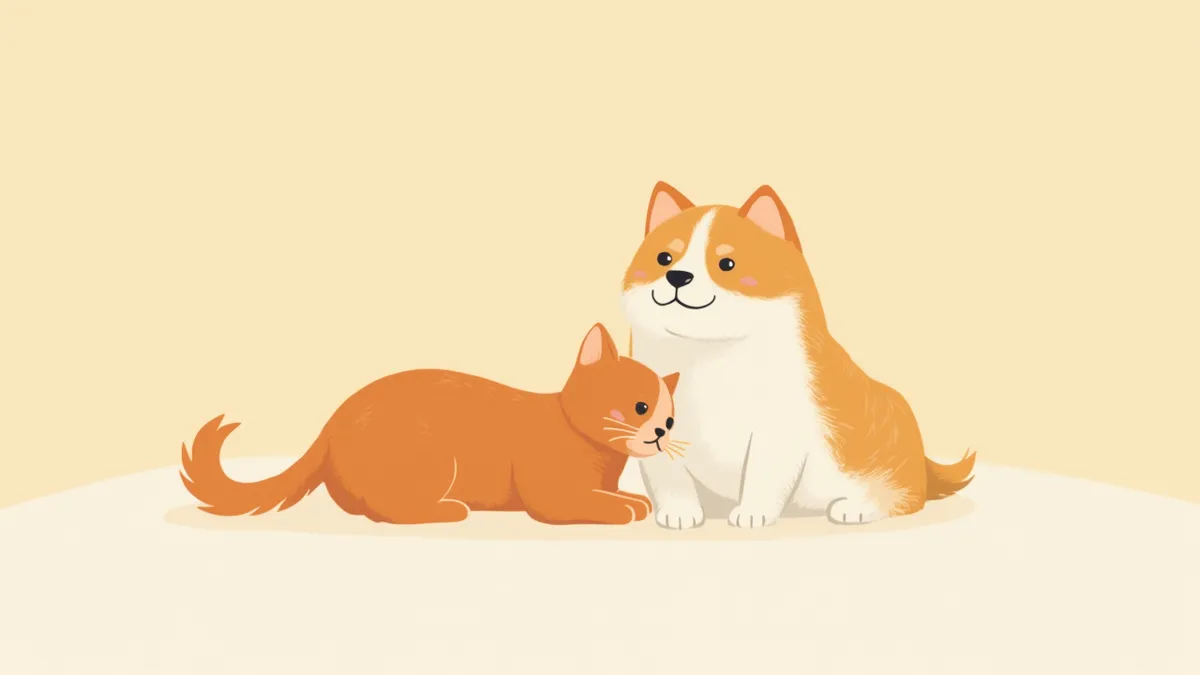 수의사가 반려동물의 턱 아래 림프절을 촉진하는 모습