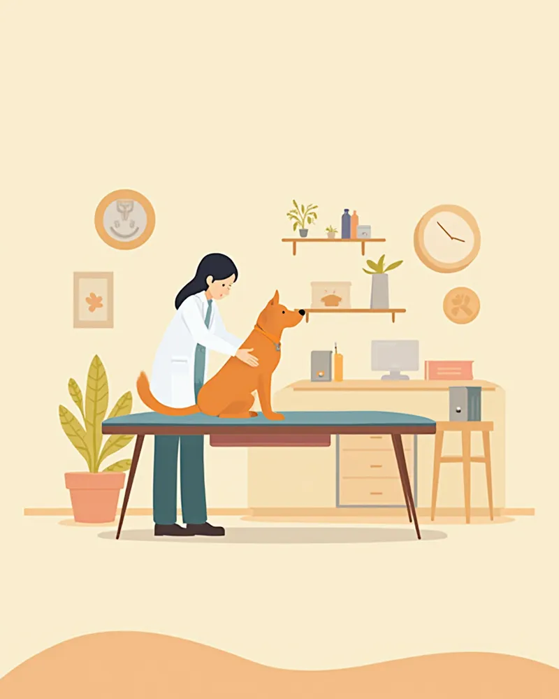 동물병원에서 수의사가 강아지를 진료하는 모습