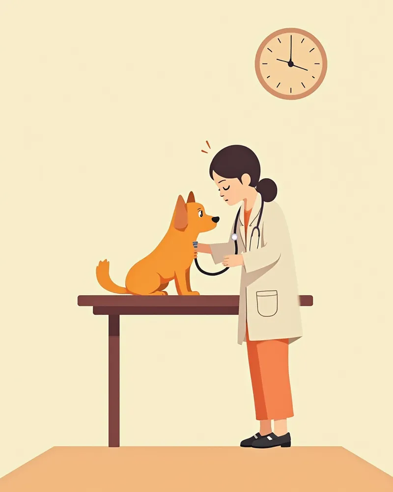 수의사가 강아지를 진찰하는 모습