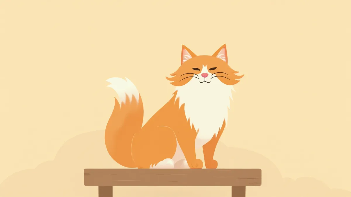 장모 이중모를 가진 메인쿤 고양이가 테이블 위에 앉아 있는 모습