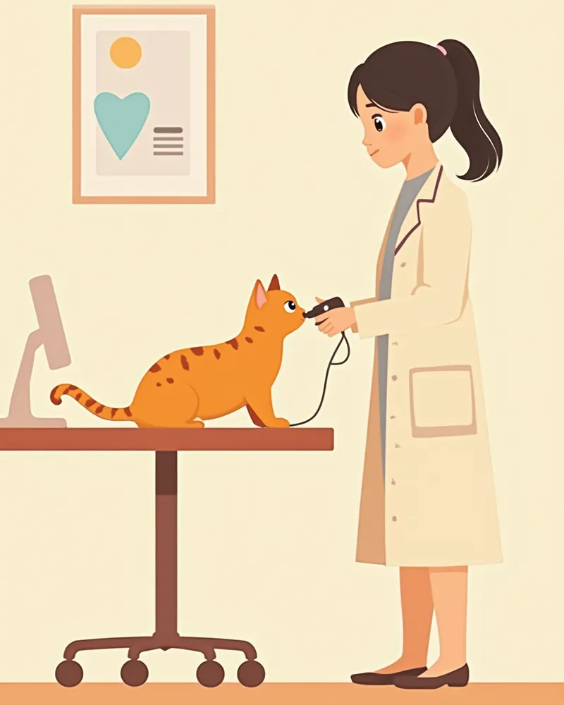 동물병원에서 심장 초음파 검사를 받는 고양이
