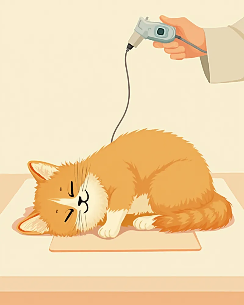 메인쿤이 심장초음파 검진을 받고 있는 모습