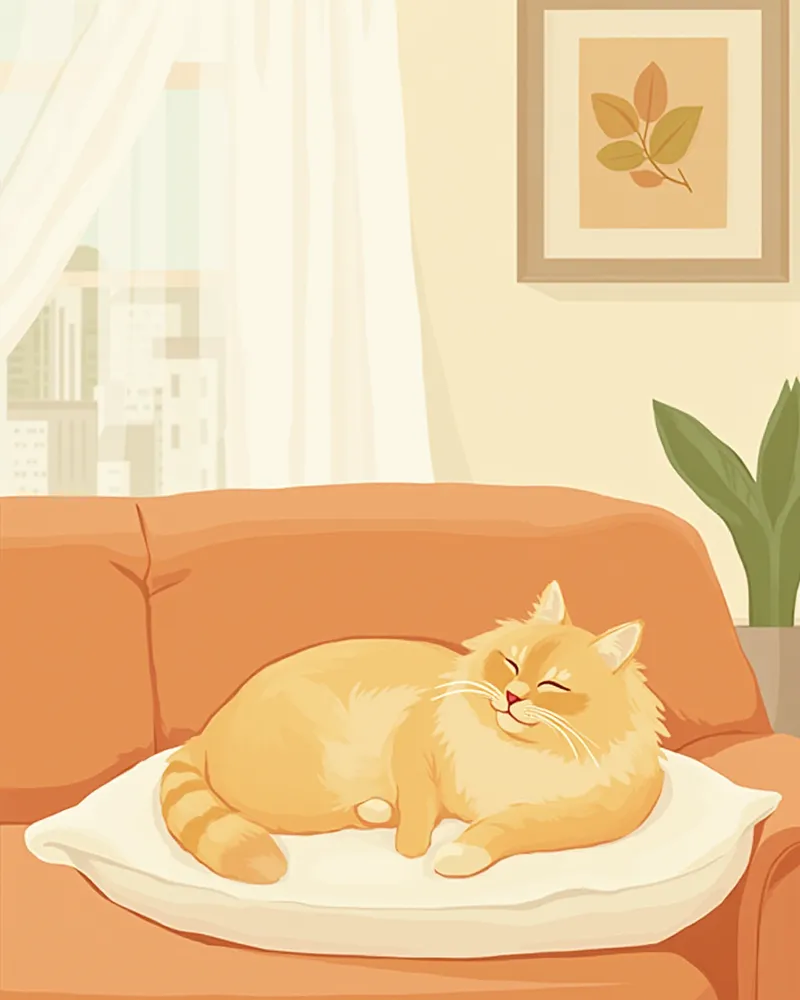 집에서 편안히 쉬는 메인쿤과 보호자