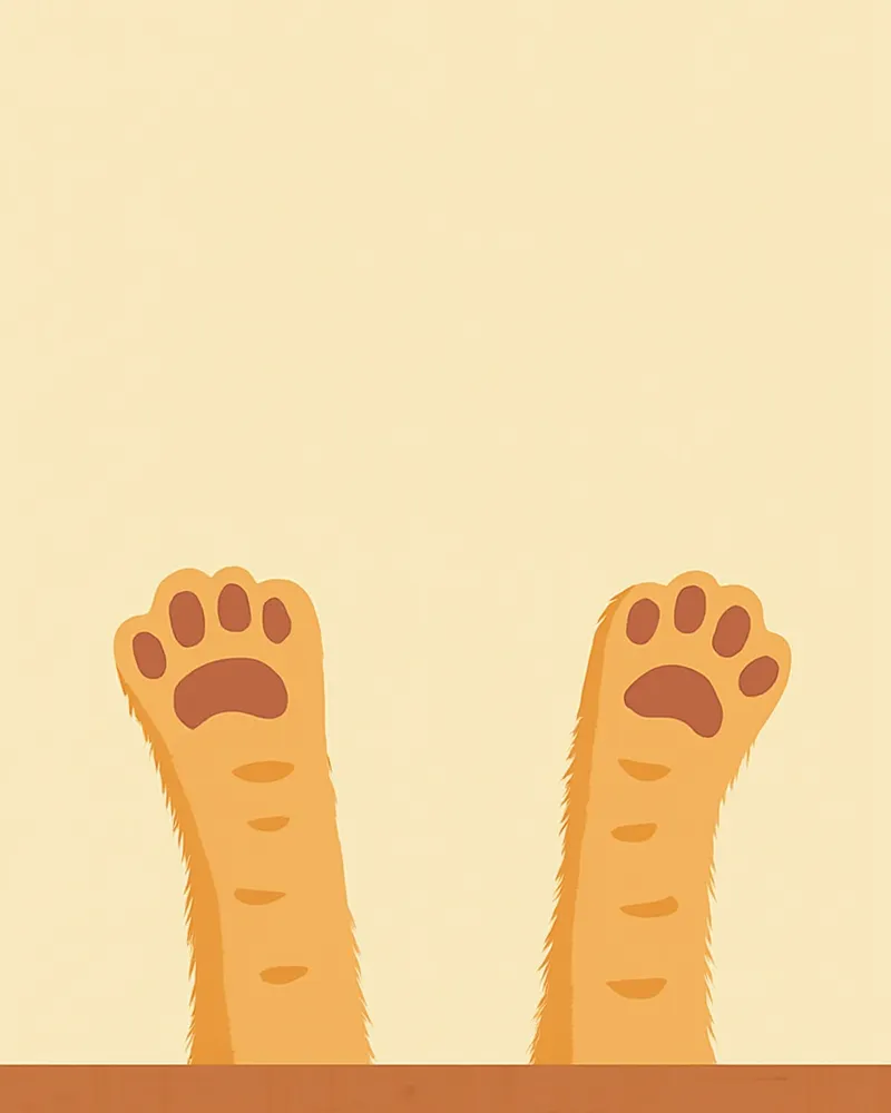 메인쿤 고양이의 양쪽 앞발을 위에서 본 모습