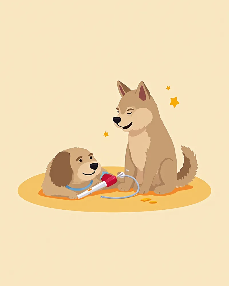 수의사가 강아지 혈액 검사를 위해 채혈하는 모습