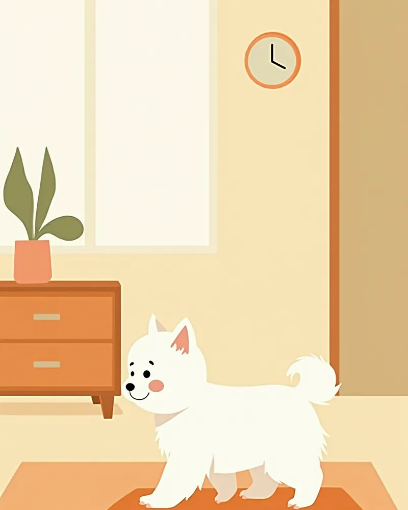 미끄럼 방지 매트 위를 걷고 있는 말티즈