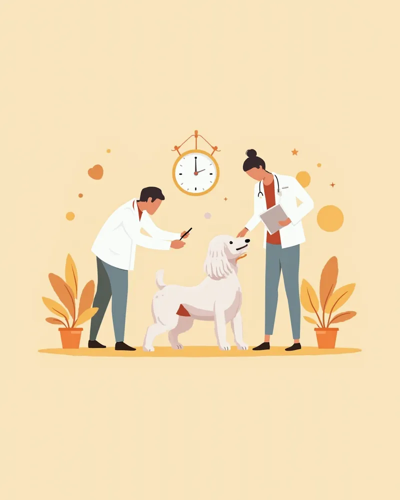 수의사가 말티푸의 무릎을 검진하는 모습