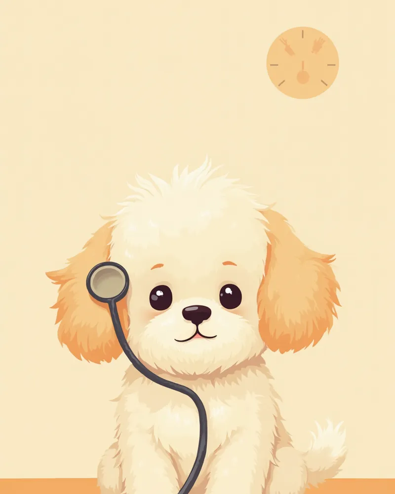 심장 청진을 받는 말티푸