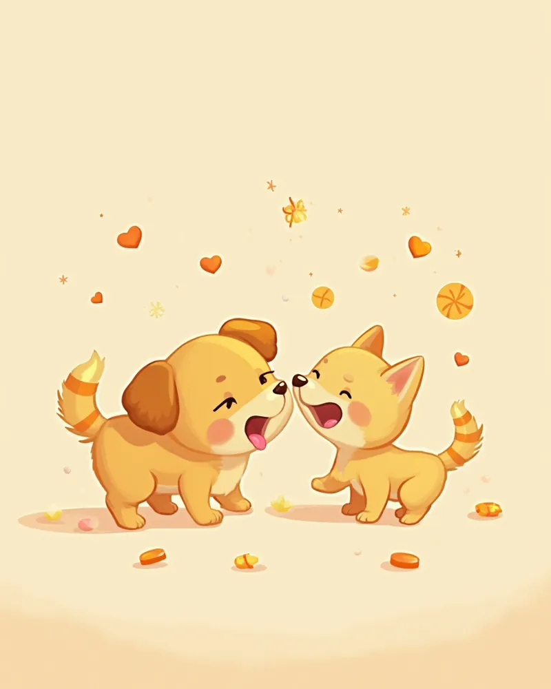 관절 영양제와 함께 건강하게 뛰노는 강아지와 고양이