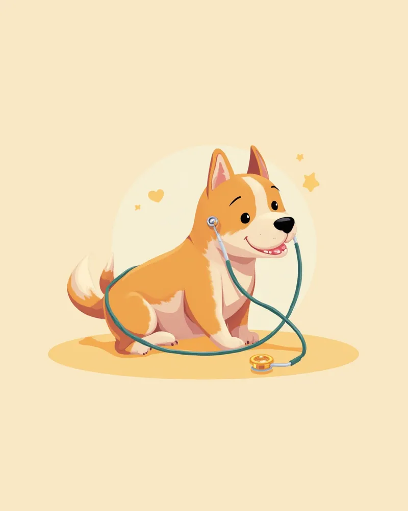 강아지 복부를 진찰하는 수의사 이미지