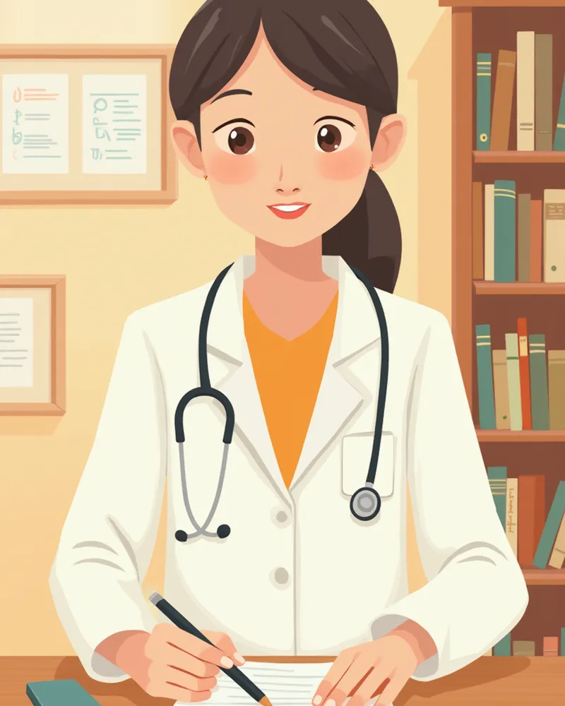 멜라토닌 연구 자료를 검토하는 수의사