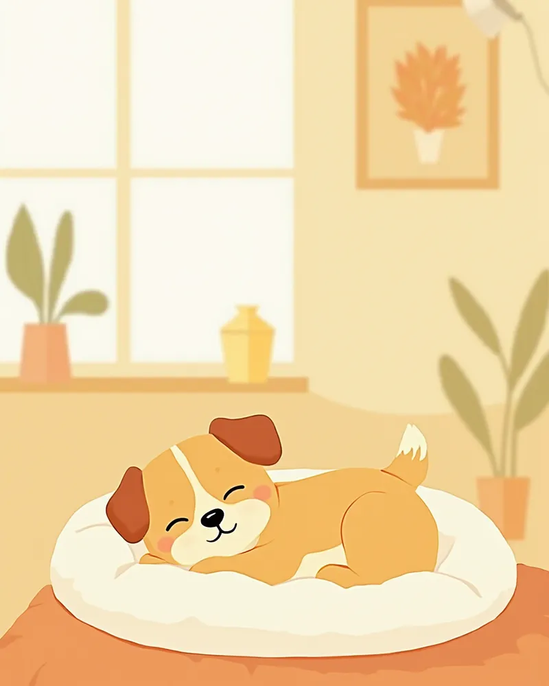 진통제 복용 후 편안하게 쉬고 있는 강아지