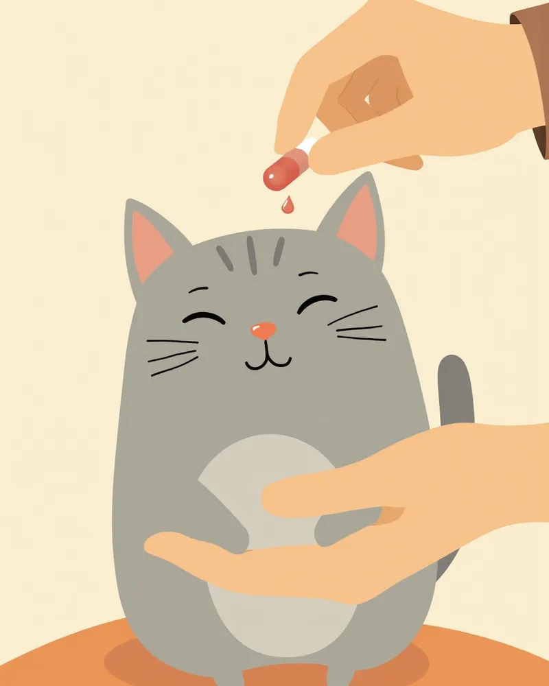 고양이에게 알약을 투약하는 모습