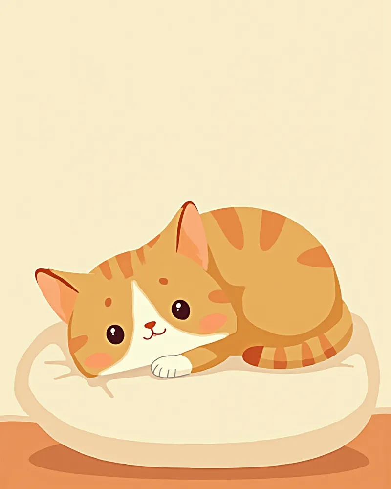 쿠션에서 휴식하는 중년 고양이