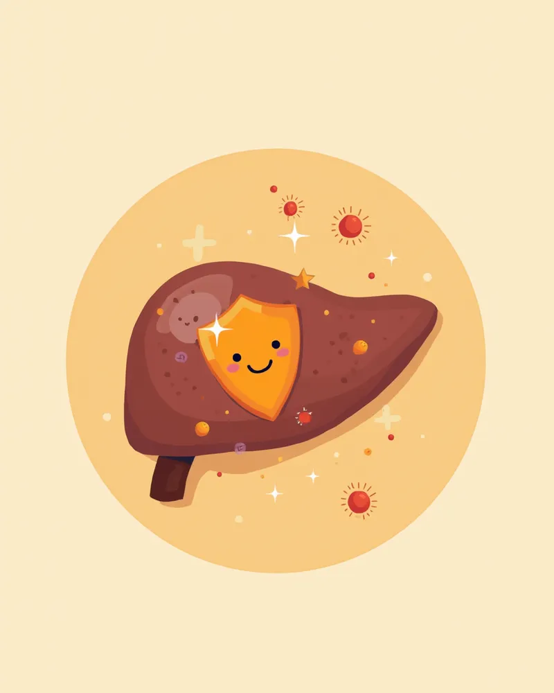 보호막으로 둘러싸인 간 일러스트