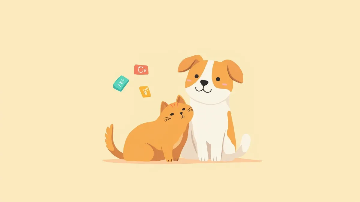 강아지와 고양이에게 필요한 필수 미네랄을 나타낸 일러스트