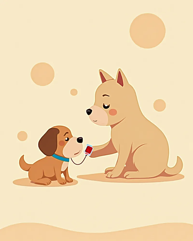 수의사가 미네랄 결핍 진단을 위해 강아지의 혈액을 채취하는 모습