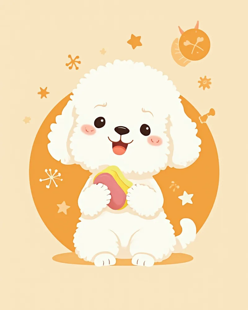 피부 관리를 받고 있는 미니비숑 일러스트