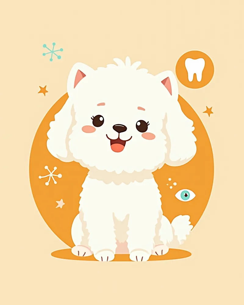 눈과 치아가 건강한 미니비숑 일러스트