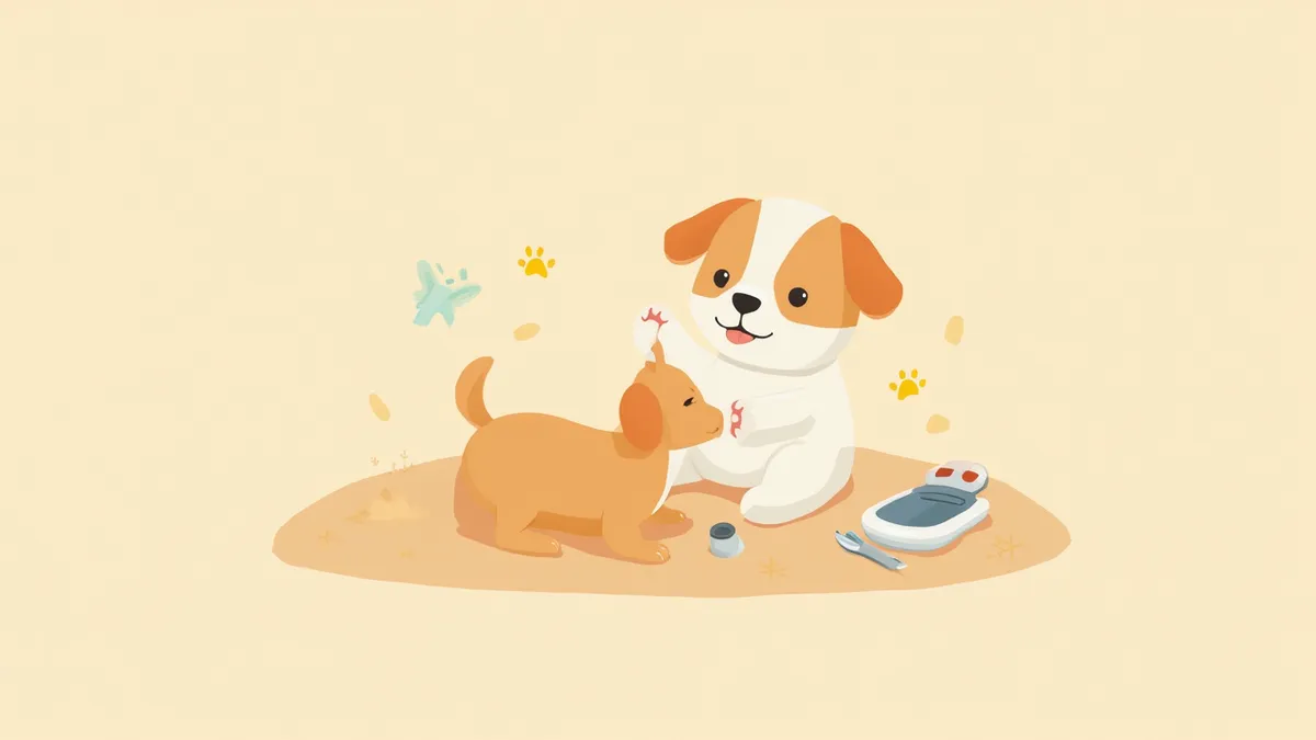 강아지의 잇몸과 발을 부드럽게 살피는 보호자