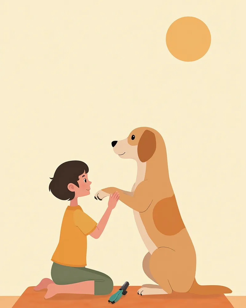 강아지의 발바닥과 며느리발톱을 점검하는 모습