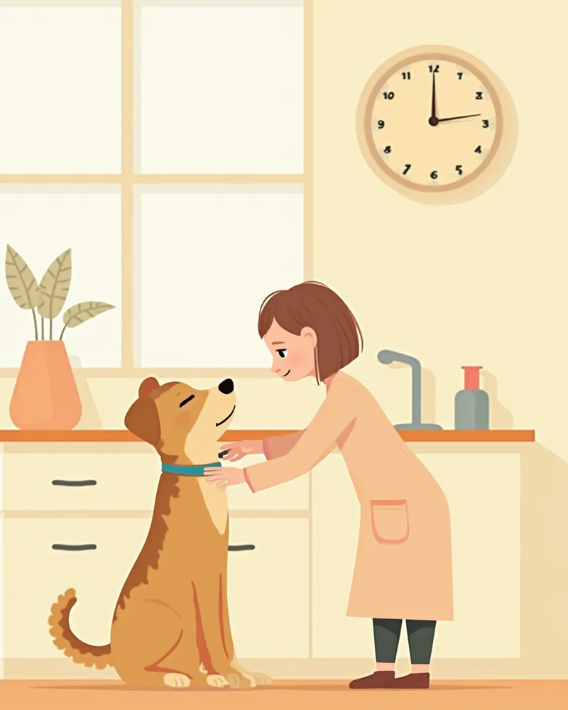 동물병원에서 진료받는 강아지