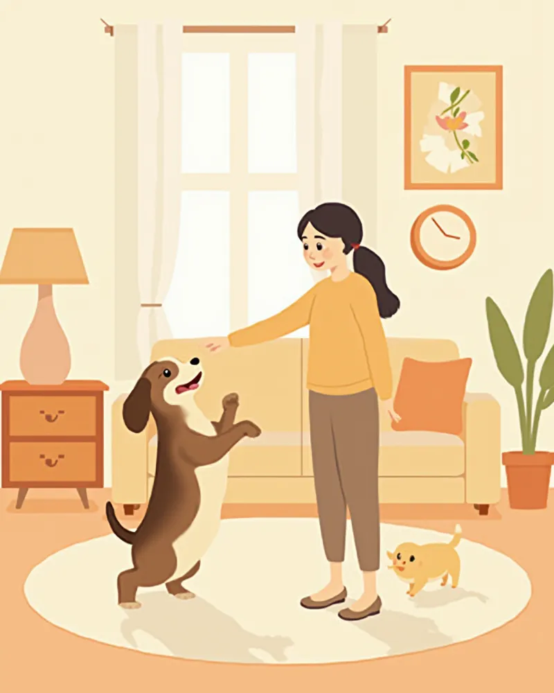 보호자가 강아지를 차분히 지도하는 모습