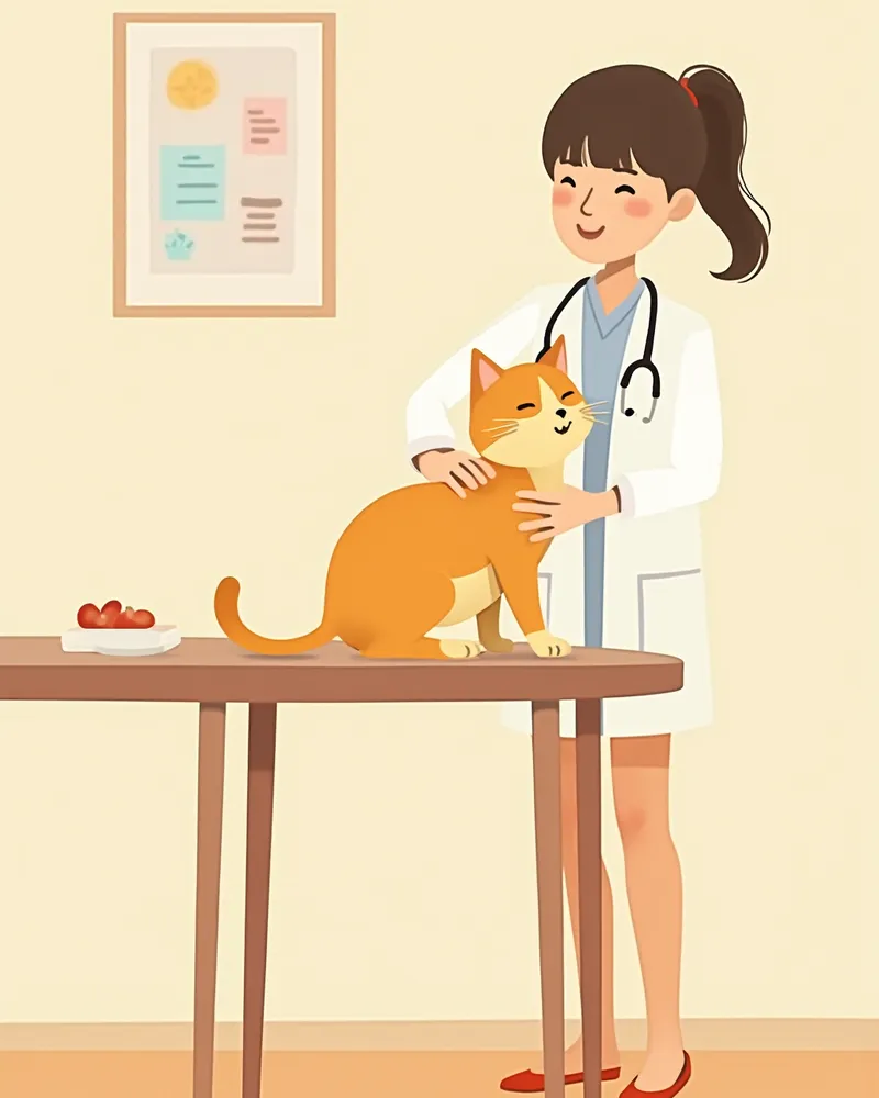 동물병원에서 먼치킨의 등을 진찰하는 수의사