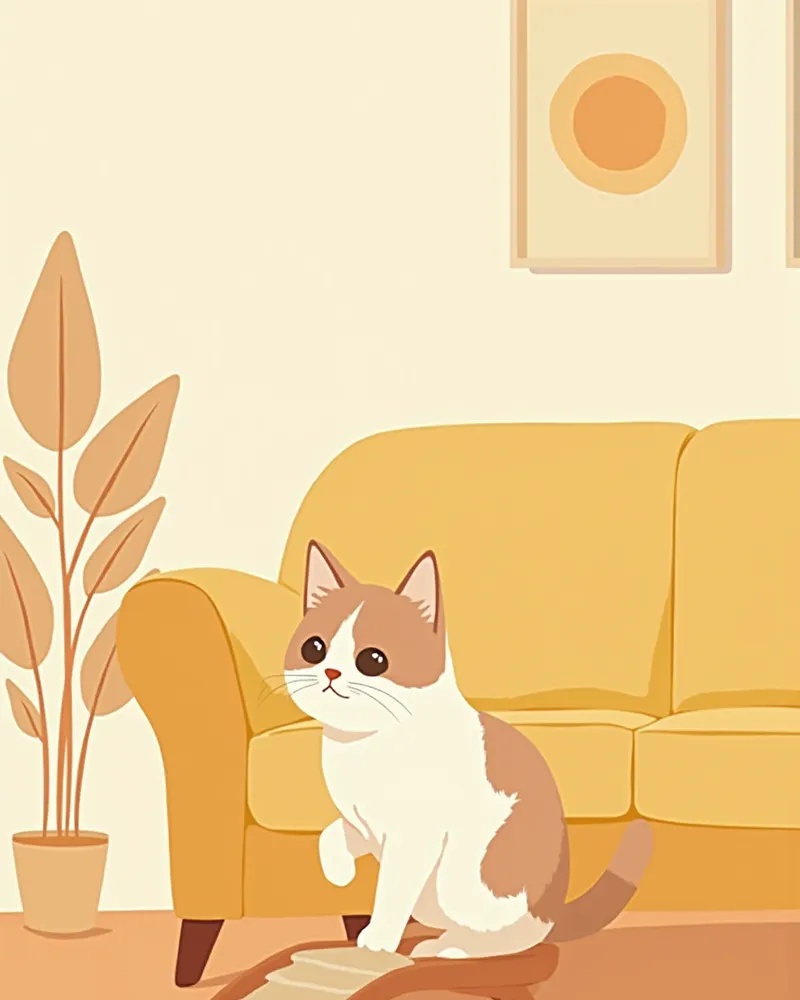 낮은 반려동물 보조 계단을 이용해 소파에 오르는 먼치킨 고양이